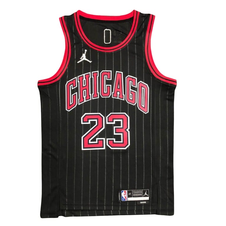 Camiseta NBA Chicago Bulls Michael Jordan 23 Statement Edition Jordan Negra Pinstripe