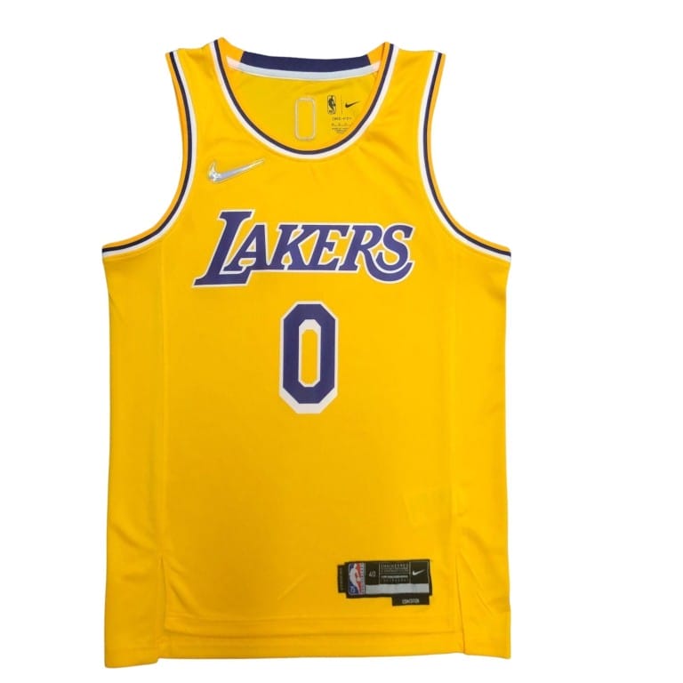 Camiseta NBA Los Angeles Lakers Russell Westbrook 0 Nike Icon Edition Amarilla