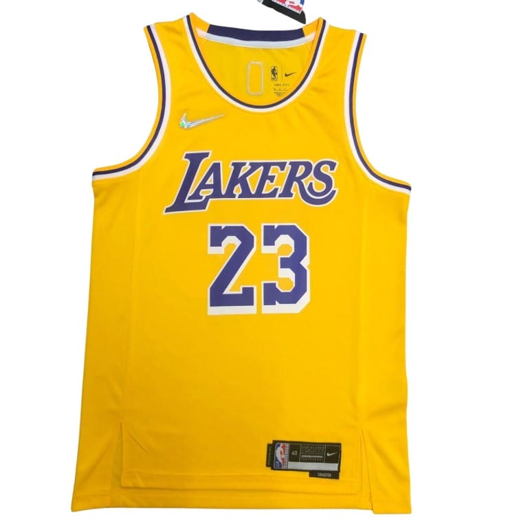Camiseta NBA Los Angeles Lakers LeBron James 23 Nike Icon Edition Amarilla