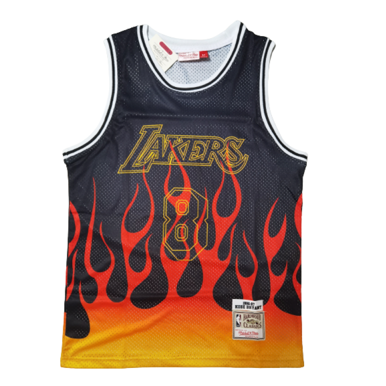 Camiseta NBA Los Angeles Lakers Kobe Bryant 8 Mitchell & Ness Retro Flames Negra