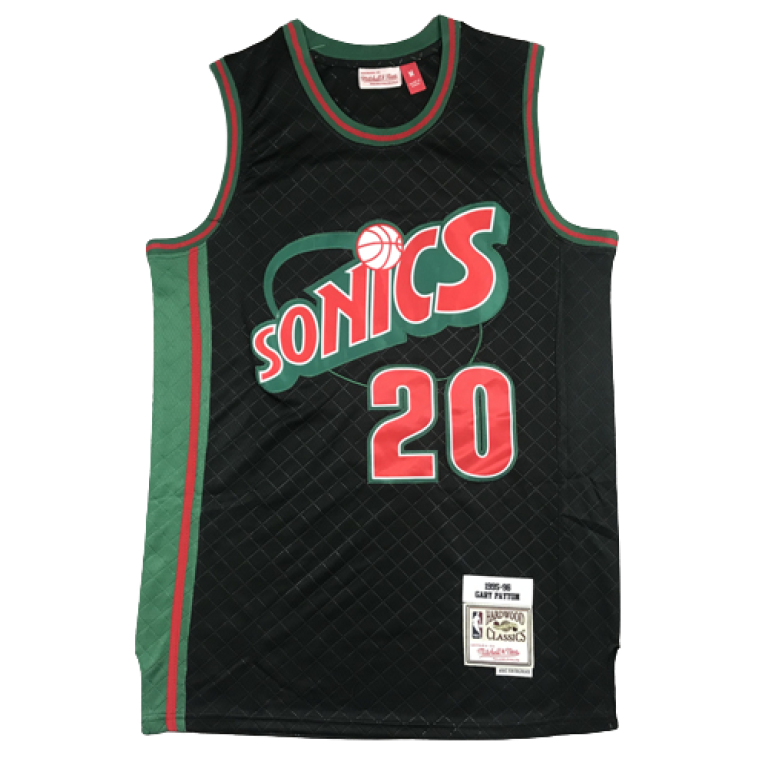 Camiseta NBA Seattle SuperSonics Gary Payton 20 Mitchell & Ness Retro Alternate Negra