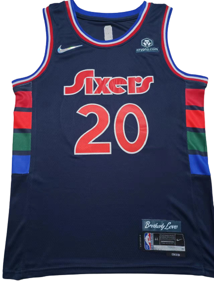 Camiseta NBA Philadelphia 76ers Georges Niang 20 City Edition Nike Azul Marino Camiseta NBA Philadelphia 76ers Georges Niang 20 City Edition Nike Azul Marino