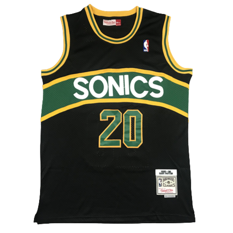 Camiseta NBA Seattle SuperSonics Gary Payton 20 Mitchell & Ness Retro Negra