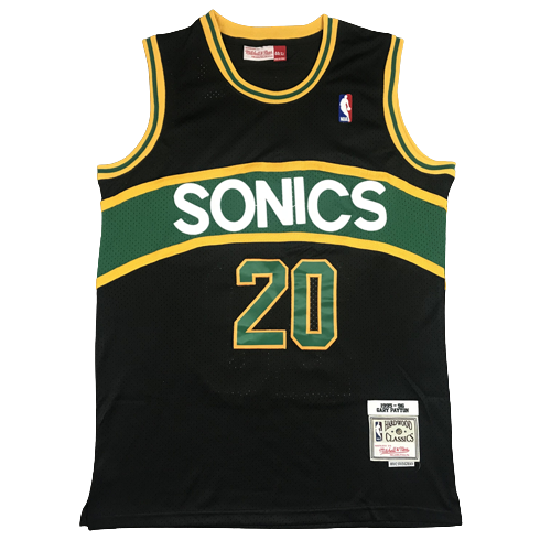Camiseta NBA Seattle SuperSonics Gary Payton 20 Mitchell & Ness Retro Negra Camiseta NBA Seattle SuperSonics Gary Payton 20 Mitchell & Ness Retro Negra