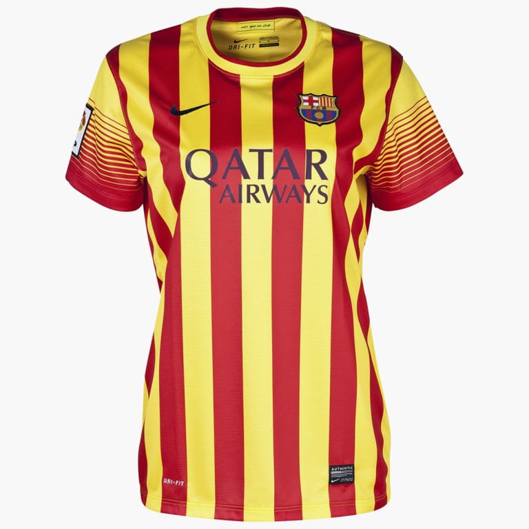 Camiseta FC Barcelona Retro Visitante 2013/14 Senyera Qatar Airways